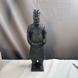 Terracotta Warrior Statue in Black 14.5 inches tall.